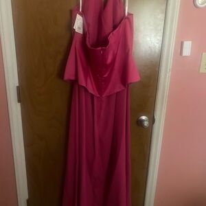 David's Bridal Fuchsia Backless Gown